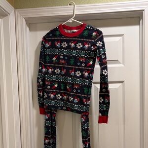 Hanna Andersson Kids Leggings - Navy and Red Festive Print